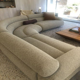 Trueliving Modern Light Eight Seater Sofa Linen Finish 0.87D x 3.95W x 0.87H Meters